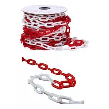 Cadena Plastica Rojo-blanca 25 Mts - Rollo Color Blanco/rojo