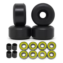 4 Rodas Skate Tradicional 51mm Preta C Abec E Espaçador