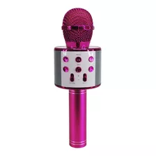 Microfone Karaoke Rosa Bluetooth Sem Fio Repórter Usb
