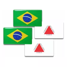 4 Adesivos Bandeiras 2 Brasil E 2 Minas Gerais Resinada