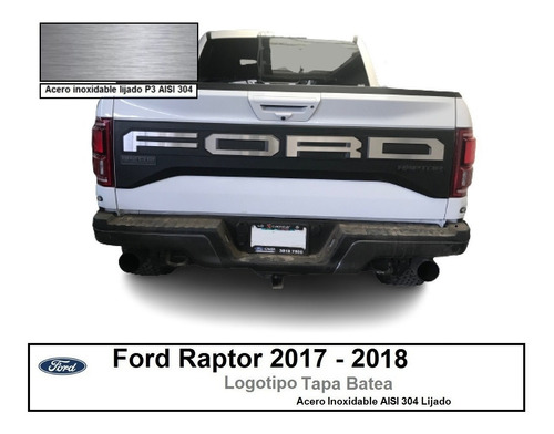 Letras Logotipo Ford Raptor Tapa Batea  17-18 Ac Inox Lijado Foto 2