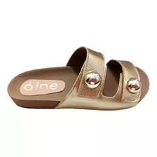 Sandalia Birken Aine Rasteira Almeria Chinelo Feminino Ouro