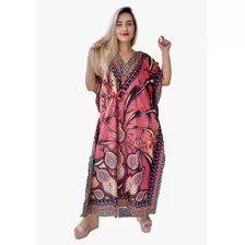 Vestido Kaftan Indiano Longo Estampado Plus Size - Cod.18000