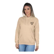 Moletom Feminino Algodão Blusa De Frio Canguru Coração Heart