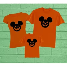 Playeras Conjunto Familiar Halloween Mickey Mouse Calabaza