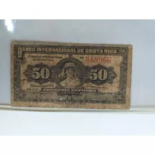 Billete 50 Céntimos Costa Rica Negra 1919, Muy Escasa.