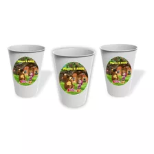 Vasos Masha Y El Oso Cumpleaños Personalizado Pack X10