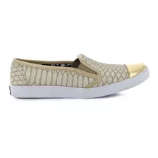 Tenis Quech Reptil Slip On Mocasin Dorado 23 Mx C165