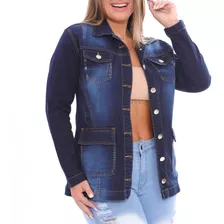 Parka Jaqueta Jeans Feminina Sobretudo 