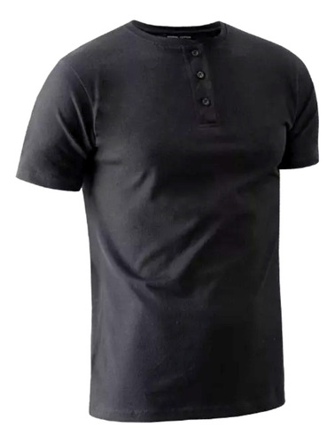 Remera Hombre Entallada Tipo Chomba Manga Corta Cuello Mao