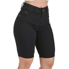 Bermuda Jeans Feminina Ciclista Cintura Alta Premium