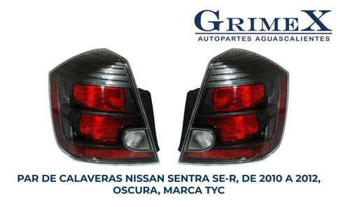 Par Calavera Nissan Sentra Se-r 2010-10-2011-2012 Oscura Tyc Foto 3