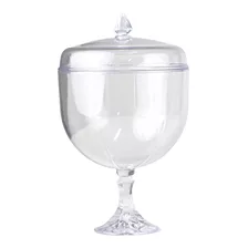 Taça Para Pavê Sobremesa Acrílico 1250ml Com Tampa Safira Cor Branco