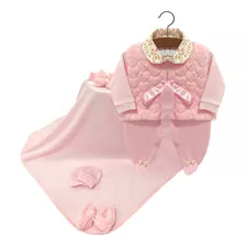 Kit Saída Maternidade Menina Rosa Inverno De Plush