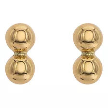 Brinco De Bolinhas Duplas De 4mm Em Ouro 18k - Duas Bolas