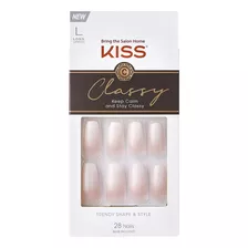 Uñas Postizas Kiss Classy Glue Included Tamaño L X28