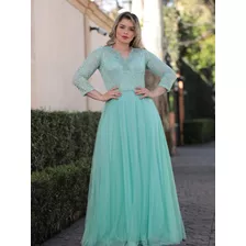 Vestido Longo Madrinha Evangélico Com Manga Fechado Cores