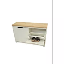 Banco Zapatero Organizador De Zapatos Melamina Moderno 80 Cm