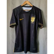 Camisa Seleção Brasileira Preta Com Dourado