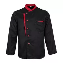 3x Compridas Chef Jacket Brasão Hotel Garçons Tops - L