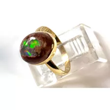 Anillo Oro 14k Con Preciosa Cantera Opalo De Fuego Fino