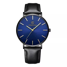 Reloj Ultradelgado De Moda Para Hombre Con Correa De Piel De