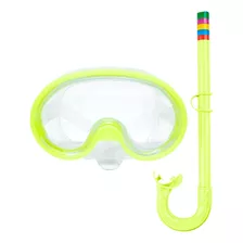 Kit Oculos Máscara Mergulho Respirador Snorkel Profissional Cor Verde-claro