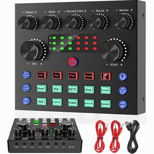 Mezcladora De Audio Con Tarjeta De Sonido V8s Para Podcast