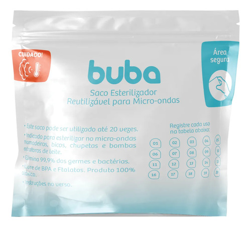 Saco Esterilizador Reutilizável Para Micro-ondas Buba 20 Uso