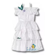 Vestido Infantil Pequena Sereia Disney Ariel Babados Luxo 