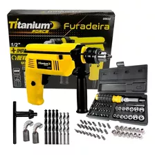 Furadeira Impacto Parafusadeira 500w + Kit Bit Soquetes Cor Amarelo Frequência 60hz 110v