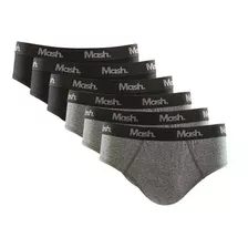 Kit 6 Cueca Mash Slip Algodão Elástico Básica Confortável