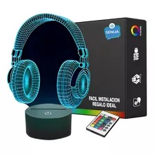 Lámpara De Noche Led Audifonos 3d Holograma Decoracion 