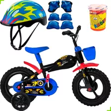 Bicicleta Infantil Aro 12 Preta Kit Proteção E Brinde
