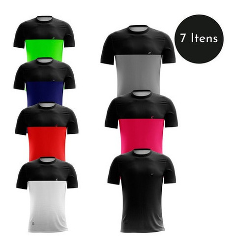 Kit Com 7 Camiseta Blusa Masculina Dry Fit Passeio Sport