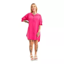 Vestido Chemise Feminino Camisao Viscolinho Manga Curta Top