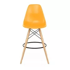 Banqueta Eames Con Patas Madera Butaca Silla Alta Amarillo