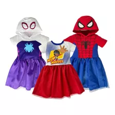 Kit 3 Vestidos Gwen, Ms. Marvel, Spiderman