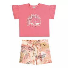 Conjunto Infantil Menina Blusa E Shorts Colorittá Tam 6