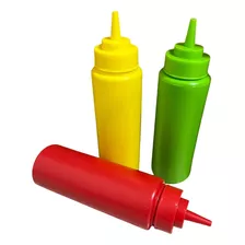 Dispensador De Salsas Condimentos Botella Plastico Pack De 3