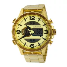 Relógio Masculino Atlantis Dourado A3489 Analógico Digital