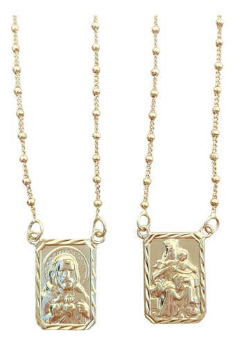 Escapulario Católico De Ouro Amarelo 18k 750 65cm 8.3g Amarelo