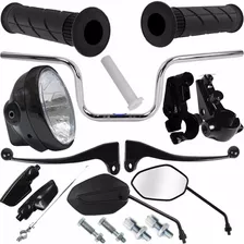 Kit Retrovisor Manopla Guidão Farol Cg 150 Titan 2004 A 2008