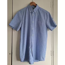 Camisa Edmonds Manga Corta Talle M Celeste Y Blanca 