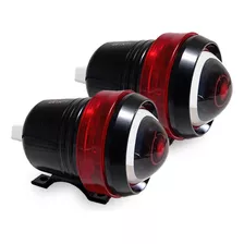 Explorador Faro Led Cañón Luz Blanco 10w Aro Rojo Moto X Par