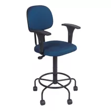 Cadeira Caixa Alta Com Rodinhas Braco De Regulagem De Altura Cor Azul
