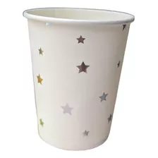 Vaso Polipapel Blancos Estrellas Plateadas Plata X10 Cotillo