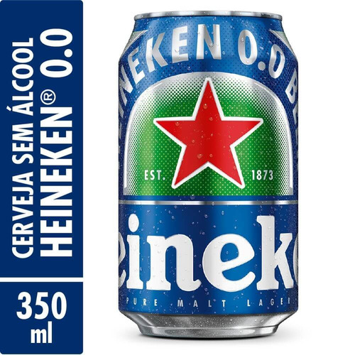 Cerveja Lager Premium Puro Malte Zero Álcool Heineken Lata 350ml