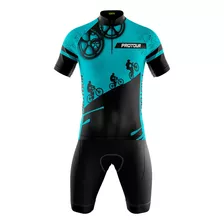 Conjunto Ciclismo Bermuda E Camisa Caloi Team *brinde Manguito* 12xs/juros