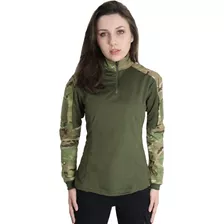 Blusa Militar Combat Shirt Feminina Bélica - Multicam